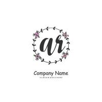 AR Initial handwriting and signature logo design with circle. Beautiful design handwritten logo for fashion, team, wedding, luxury logo. vector