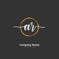 AR Initial handwriting and signature logo design with circle. Beautiful design handwritten logo for fashion, team, wedding, luxury logo. vector