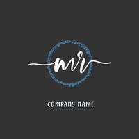 MR Initial handwriting and signature logo design with circle. Beautiful design handwritten logo for fashion, team, wedding, luxury logo. vector