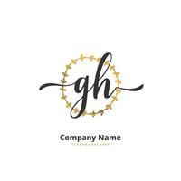 gh escritura a mano inicial y diseño de logotipo de firma con círculo. hermoso diseño de logotipo escrito a mano para moda, equipo, boda, logotipo de lujo. vector