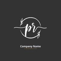 PR Initial handwriting and signature logo design with circle. Beautiful design handwritten logo for fashion, team, wedding, luxury logo. vector