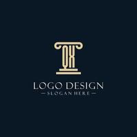 QX initial monogram logos with pillar shapes style vector