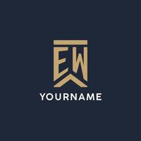 EW initial monogram logo design in a rectangular style with curved sides vector