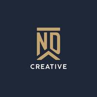 ND initial monogram logo design in a rectangular style with curved sides vector