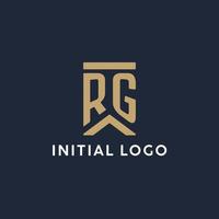 RG initial monogram logo design in a rectangular style with curved sides vector