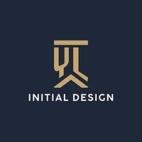 YL initial monogram logo design in a rectangular style with curved sides vector