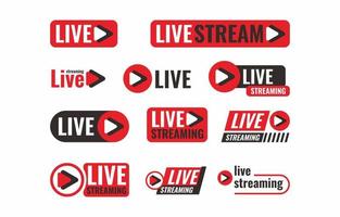 Live Online Streaming Icon Badge Collection vector