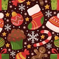 Christmas Doodle Cute Seamless Pattern Background vector