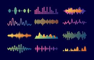 icono de onda de sonido visualización abstracta suena amplitud vector