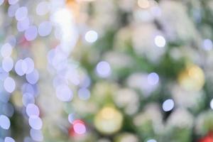 Abstract christmas holiday with festive gold bokeh light on tree blurred background photo