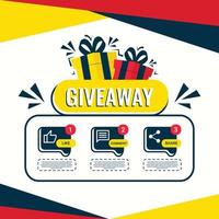 Giveaway quize contest for social media feed. template giveaway prize win competition follow the steps below vector