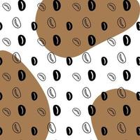 Seamless pattern with coffee beans and spots in trendy coffee shades. Abstract background texture vector