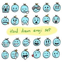 blue emoji set illustration vector hand drawn isolated on white background