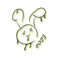 Chinese New Year 2023 the year of the rabbit line art character print. vector