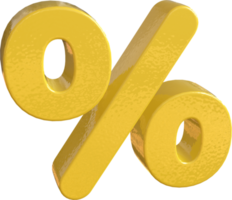 símbolo de porcentagem de renderização 3d amarelo png