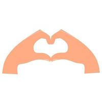 Vector illustration of hand made heart shape. Hand symbol. Isolated on a white background. Great for valentines day.