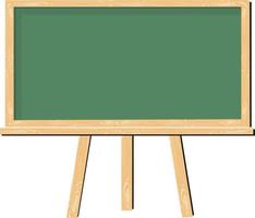 A green board with a wooden frame that is attached to the wall of the school classroom to write and explain on it vector