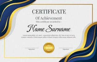 Professional Certificate Template With Blue And Gold Color vector