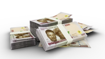 pilha 3d de notas de naira nigeriana png