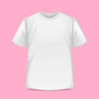 Blank white wrinkled t-shirt mockup, front view, 3d rendering. Empty dangling basic tshirt for man and woman mock up, isolated. Clear cotton classic jersey tshirt for everyday outfit template vector