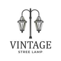 diseño de ilustración de símbolo de vector de diseño de logotipo vintage de luz de calle clásica de linterna