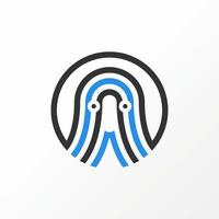 Fantasma aterrador simple y único en línea con tecnología o señal de red imagen icono gráfico diseño de logotipo concepto abstracto vector stock. se puede utilizar como símbolo relacionado con la computadora o el hacker