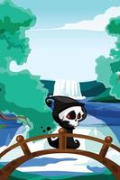 skull is on vacation to the waterfall vector