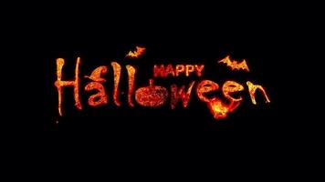 texto de quema de fuego de animación de palabra feliz halloween video