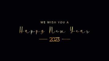 2023 Happy New Year golden text light motion video