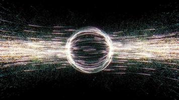 colisión de partículas de fondo abstracto en el centro de fondo negro video