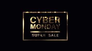 Cyber Monday Super sale cinematic title text in frame video