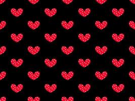 Heart cartoon character seamless pattern on black background vector