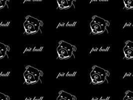 Pit bull cartoon character seamless pattern on black background vector