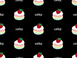 Cake cartoon character seamless pattern on black background vector