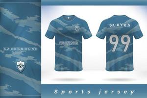 Blue sports jersey template design abstract concept watercolor brush strokes