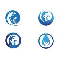 Isolated round shape logo. Blue color logotype. Flowing water image. Sea, ocean, river surface. vector