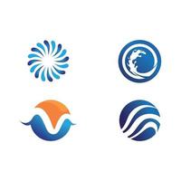 Isolated round shape logo. Blue color logotype. Flowing water image. Sea, ocean, river surface. vector