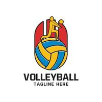 diseño de emblema de logotipo deportivo de voleibol vector