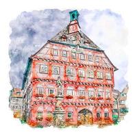 Markgroningen Germany Watercolor sketch hand drawn illustration vector