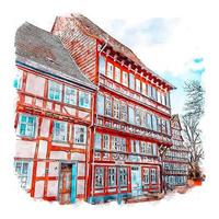 Duderstadt Germany Watercolor sketch hand drawn illustration vector