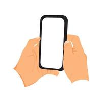 vector illustration of person holding smart phone, hand holding smart phone