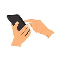 vector illustration of person holding smart phone, hand holding smart phone