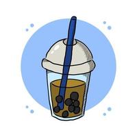 Bubble Drink Illustration Logo Vector. Jelly Ice Glass And Straw Brand Symbol. Milk Tea Bottle Cup Icon Cartoon vector