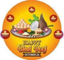 Happy Bhai Dooj Day Text Banner Design vector