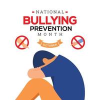 National Bullying Prevention Month in October vector illustration