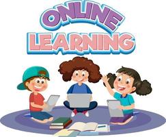 Online learning with children using tablet vector