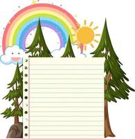 Empty board template with tree and rainbow vector