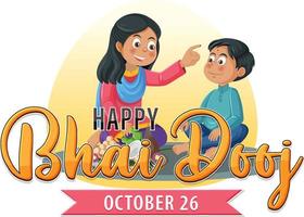 feliz día de bhai dooj diseño de texto vector