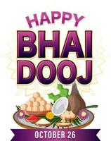 feliz día de bhai dooj diseño de texto vector