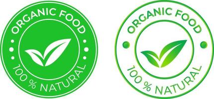 Vector green design element for organic natural logos. Organic logotype. 100 percent natural Organic food sign for package design